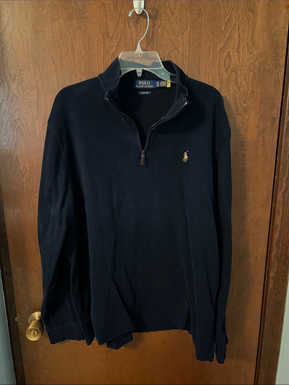 Polo Ralph Lauren Navy Quarter-Zip Sweater with Gold Pony XL